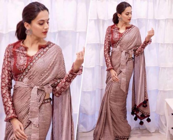 How to style saree with pant suit? Learn tricks from Taapsee