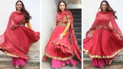 Aditi Rao dazzles in a flared multicolored Anarkali suit, fans are liking the look