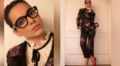In this winter try classy glasses hook up with floral power suit