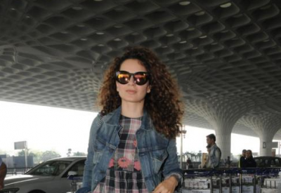 Kangana Ranaut spotted at airport in a funky look