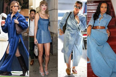 You will get a celebrity look on Valentine's Day, just style your denim dress like this