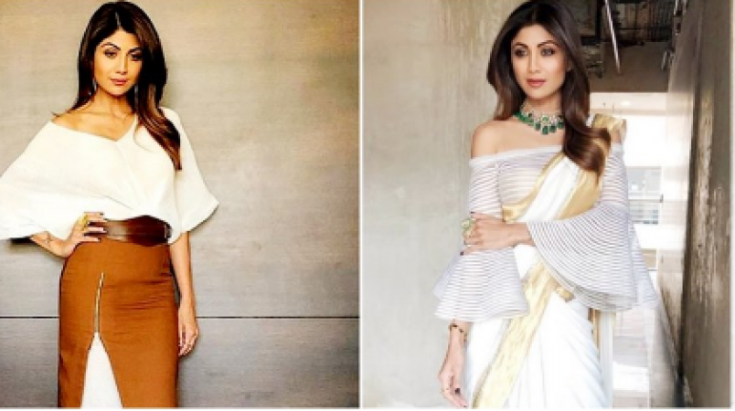 Which one do you like Shilpa Shetty in Kasavu or skirt over the dress