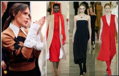 Victoria Beckham presented her rich and vibrant colours and patterns collection in London Fashion Week