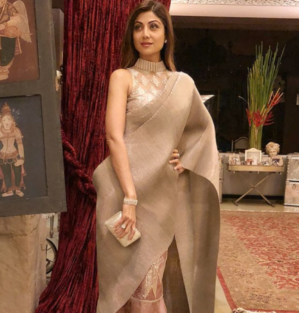 Don't you think Shilpa Shetty’s metallic sari is perfect for a winter wedding?