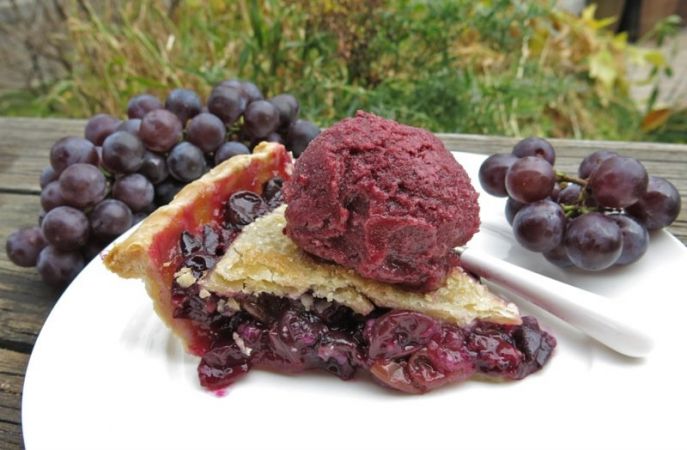 Delicious black grapes concord pie for your kid's summer party!