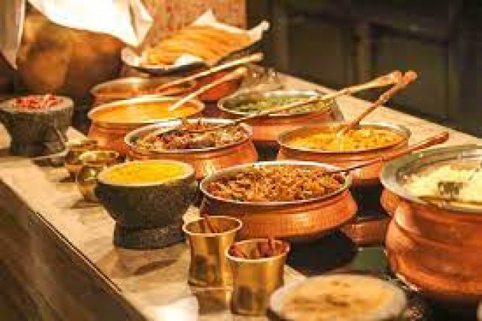 Indian dishes served in the plates of foreign guests