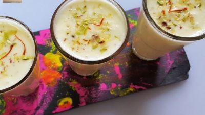 Make Maharashtrian style Piyush and Saffron-Almond syrup