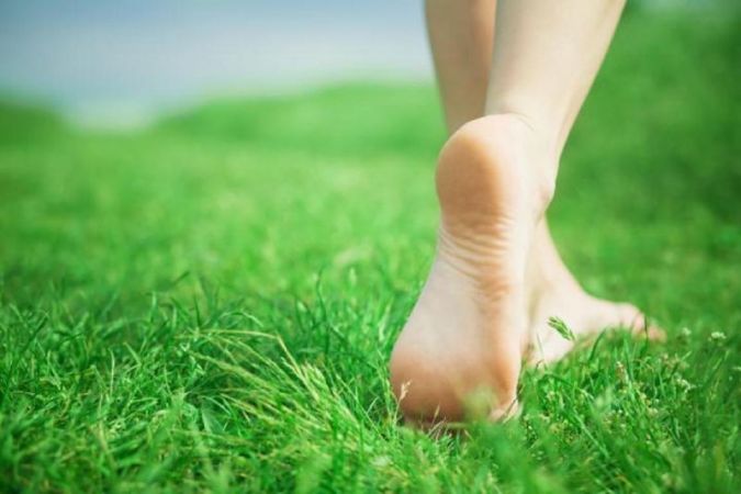 Walking on green grass is good for eye sight