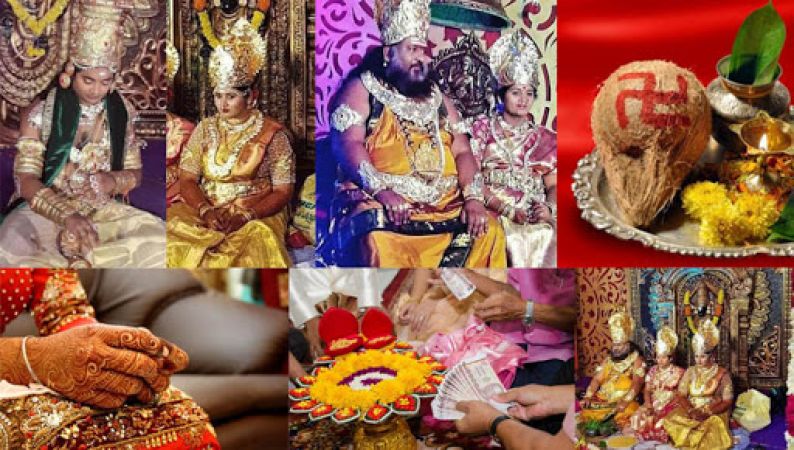 See pics! the couple married in goddess Lakshmi and Lord Vishnu avatar