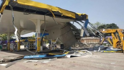Bulldozer at the petrol pump of SP MLA Shahjil Islam, who threatened 'the gun will be fired..'