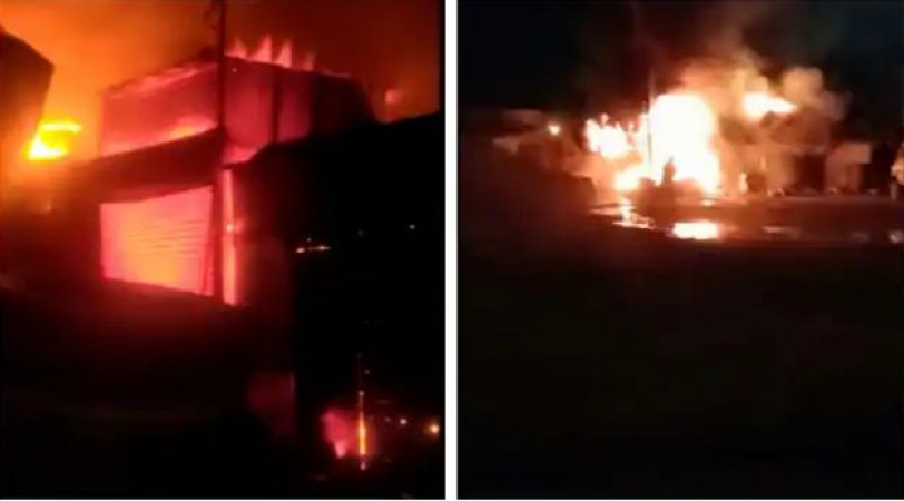 खंडवा में आधी रात जल उठी 7 दुकानें, पीड़ित बोले- साजिश के तहत लगाई गई आग