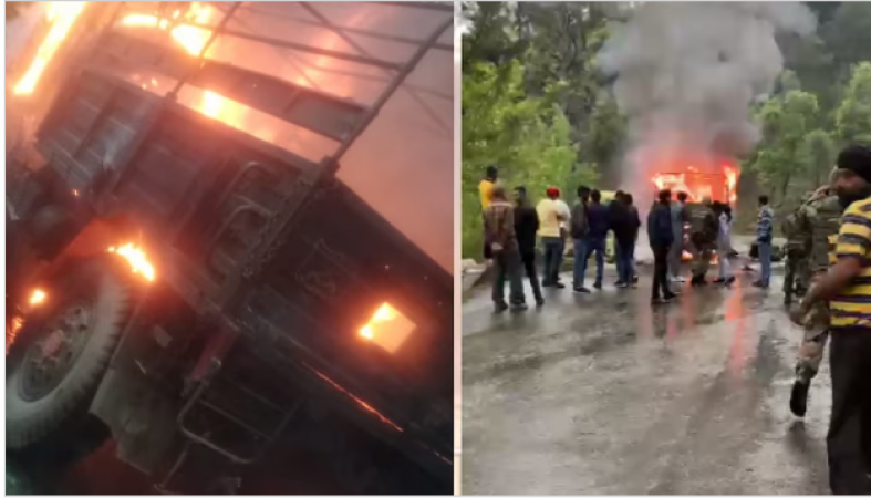 Jammu and Kashmir: Army vehicle caught fire, 4 soldiers martyred