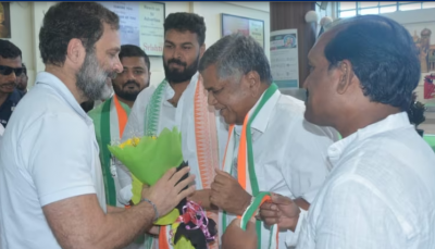 कर्नाटक चुनाव: भाजपा छोड़ कांग्रेस में गए शेट्टार ने एयरपोर्ट पर किया राहुल गाँधी का स्वागत