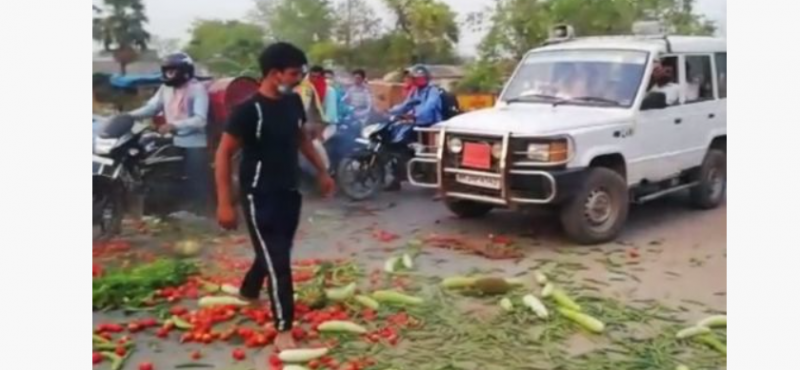 Furious vegetable vendor throws vegetable said, 