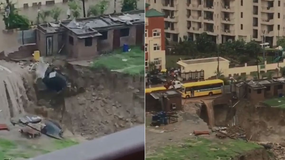 Rain in Delhi: Normal life disrupts, Road again sunken  in Indirapuram