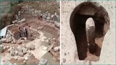 Ujjain: A huge Shivalinga and statue of Lord Vishnu found in excavation