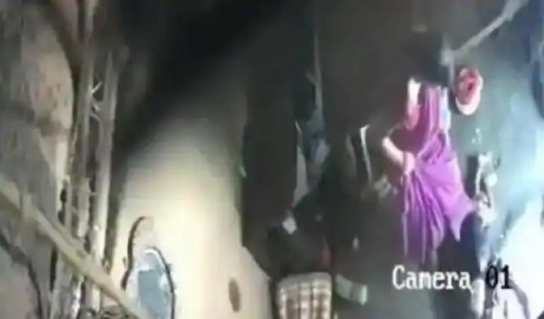 Woman mercilessly beats her son and mother-in-law, incident captured in CCTV camera