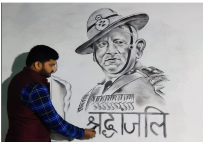 Amroha's young painter pays tribute to General Rawat in a unique way