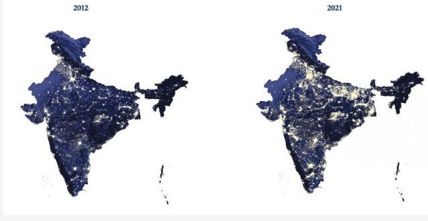 Budget 2022: रात में 'चमकते भारत' की सैटेलाइट तस्वीर, देखें 2012 से 2021 तक कैसे बदला हमारा देश