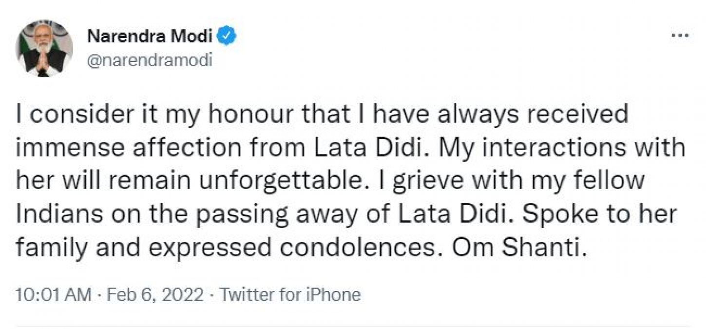 PM Modi gets big shock at Lata Mangeshkar's demise, tweets this