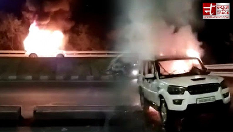 Horrific accident: Fire in moving Scorpio, driver burnt alive