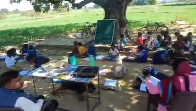 No roof over heads, children studying in open in Bhopal
