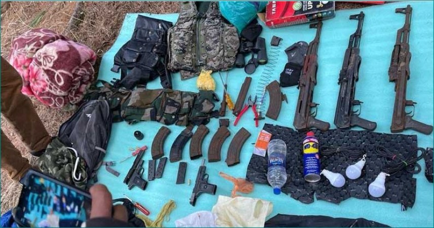 Army troops recovered 3 AK-56 rifles from terrorist hideout in Anantnag forest