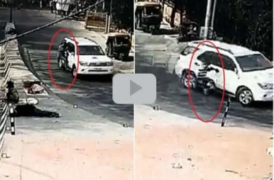 E-rickshaw driver dragged for several km by car driver, watch VIDEO