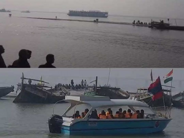 Ganga Vilas Cruise stuck in Chhapra, tourists being taken by small boats
