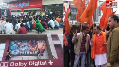 Pathaan Controversy: Hanuman Chalisa recited outside cinema halls to boycott the movie