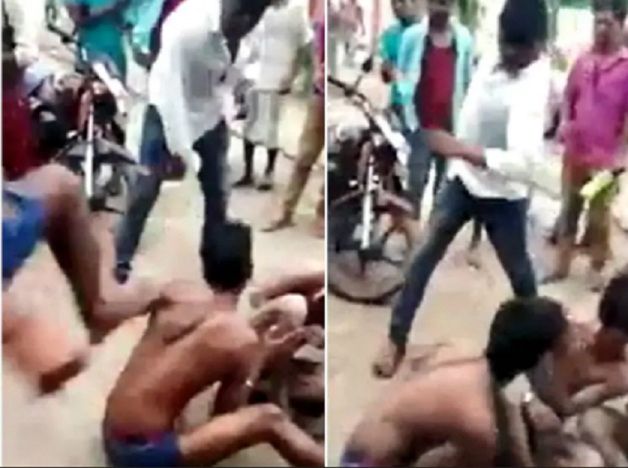 Three young men caught stealing, stripped off and beaten