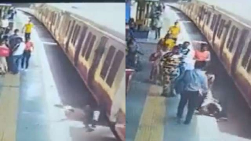 आरपीएफ कर्मी की सतर्कता ने बचाई चलती ट्रेन से गिरे युवक की जान