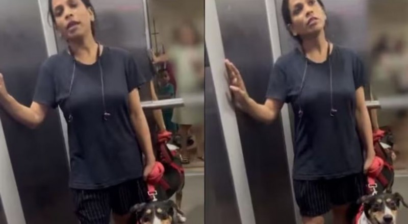 लिफ्ट में कुत्ते को लेकर फिर छिड़ी जंग, वायरल हुआ VIDEO