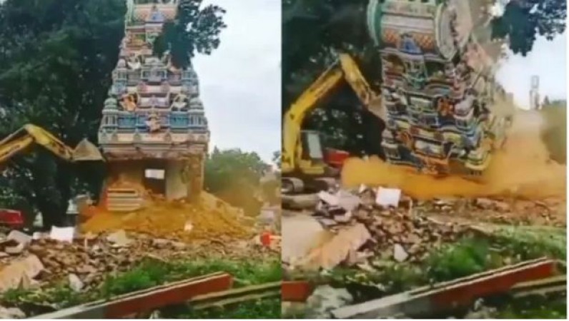 Video: Administration's bulldozer demolish 7 temples in Tamil Nadu, anger among Hindu organisations