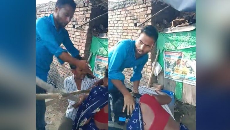 VIDEO: मजदूरी के पैसे मांगने आए दलित,  दुकानदार ने पति-पत्नी और बच्चे की कर दी पिटाई