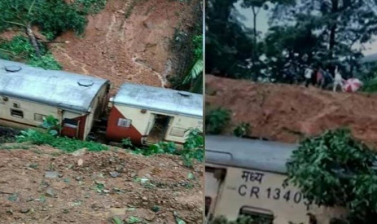गोवा: जमीन में धंस गई पूरी ट्रेन, कई इलाकों में बाढ़ की तबाही