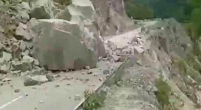 Dangerous landslide near Lamari, labourer dies painfully