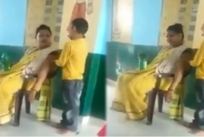 Video of teacher holding hands with children in government school goes viral, suspended
