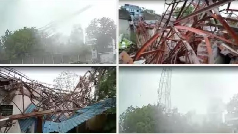 BSNL tower collapses due to strong storm in MP, many people bled