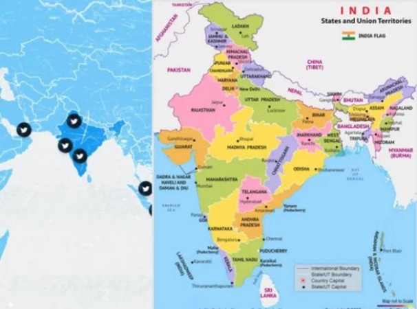 Twitter shows Jammu Kashmir and Ladakh out of India's map