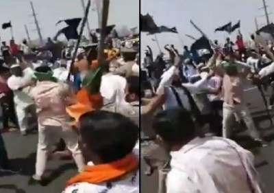 किसान आंदोलन: ग़ाज़ीपुर बॉर्डर पर प्रदर्शनकारियों की गुंडागर्दी, भाजपा नेता के काफिले पर हमला