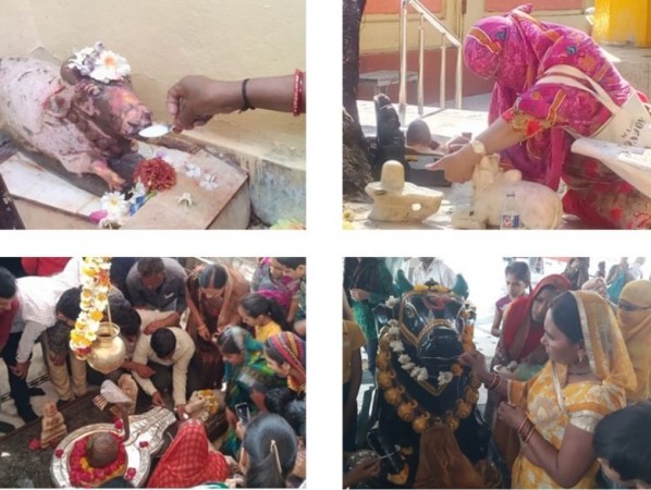 Mahadev's ride Nandi drinking milk, devotees throng temple