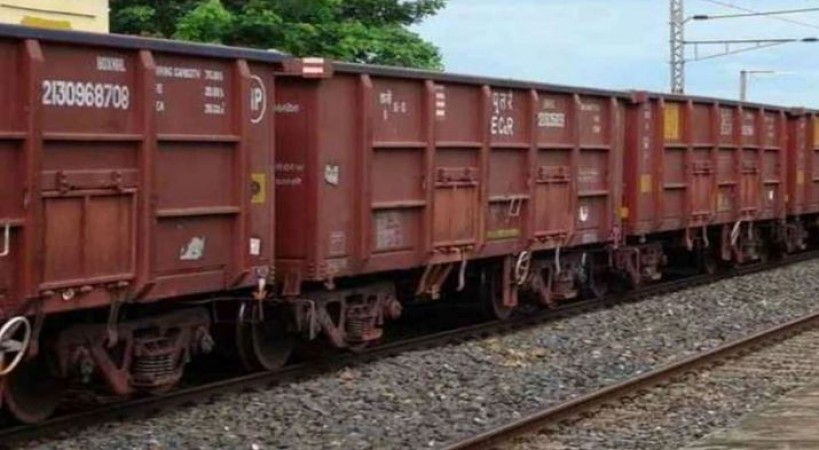 Breaking the wall and entering the parking lot, a raging goods train created a stampede