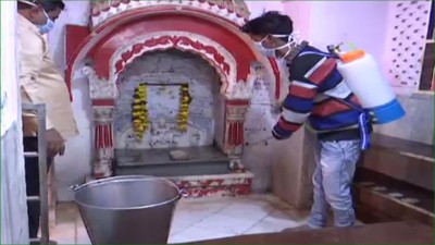 Fear of corona in temples, spraying insecticides over idols