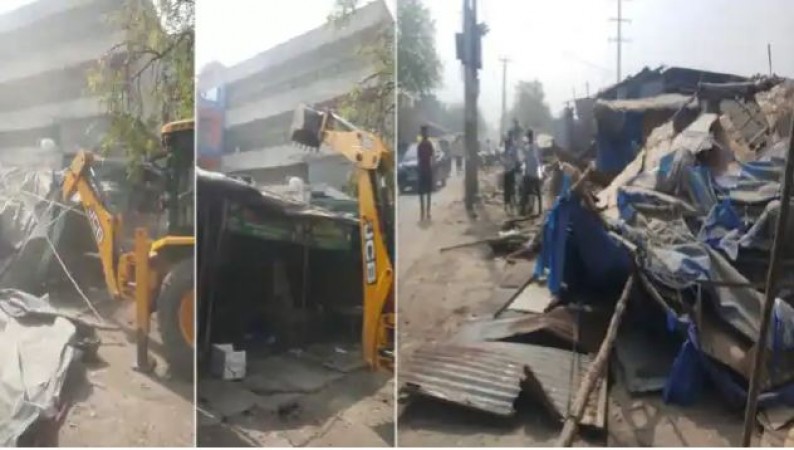 Police take action after Shivling vandalised in Noida, bulldozer runs at meat shops