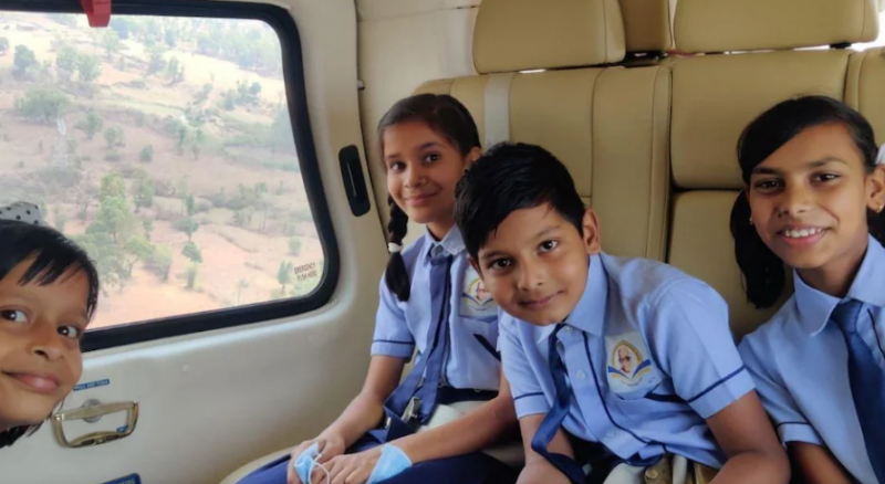CM Baghel made a helicopter tour to Smriti, a girl studying in class II