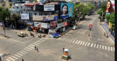 पश्चिम बंगाल में 15 दिवसीय लॉकडाउन के बीच सुनसान हैं सड़कें और दुकानें बंद