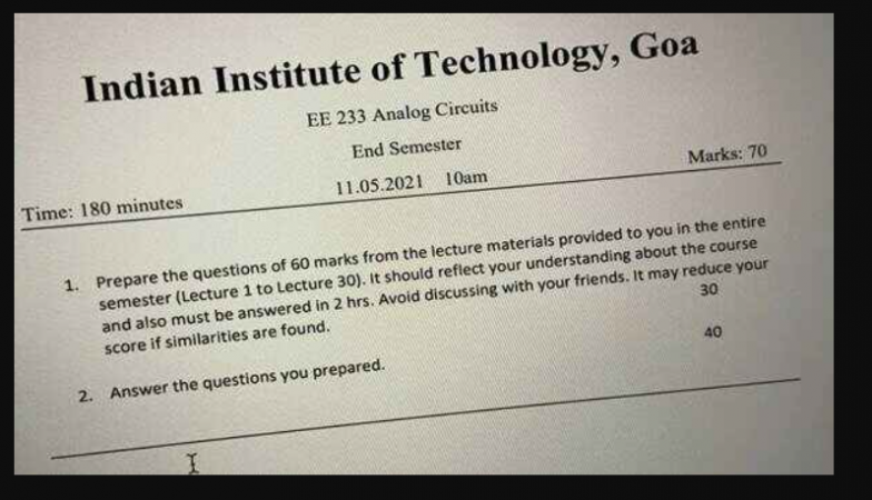 In Viral Question Paper, IIT Goa Asks Students To Frame Questions