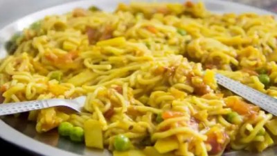 In the morning-afternoon-evening, the wife feeds Maggi all the time