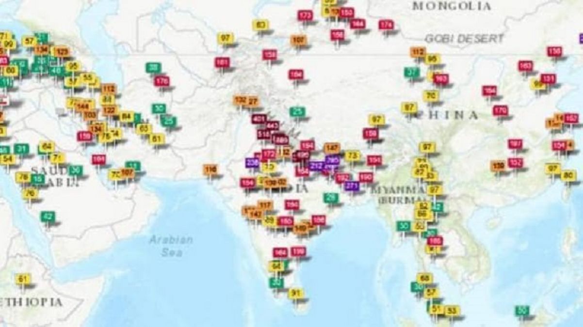 Delhi turned into a gas chamber, see the picture of Danger Zone on the map of the world